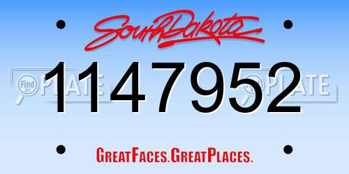 1147952 South Dakota License Plate
