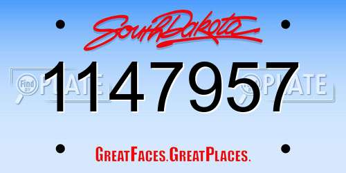 1147957 South Dakota License Plate