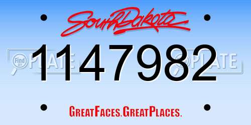 1147982 South Dakota License Plate