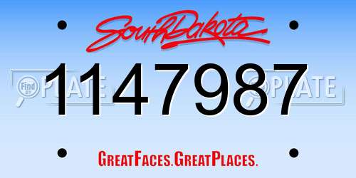 1147987 South Dakota License Plate