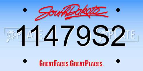 11479S2 South Dakota License Plate