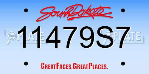 11479S7 South Dakota License Plate