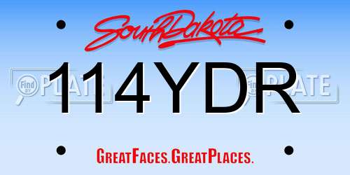 114YDR South Dakota License Plate