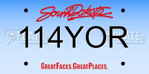 114YOR South Dakota License Plate