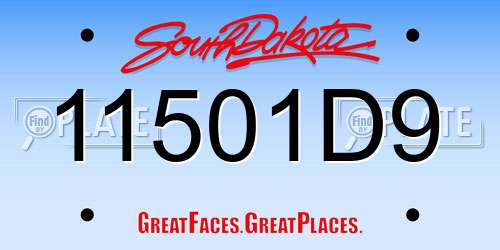 11501D9 South Dakota License Plate
