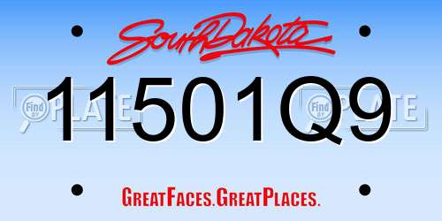 11501Q9 South Dakota License Plate