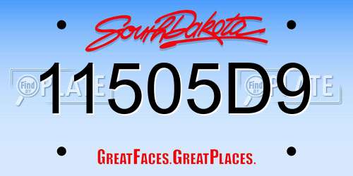 11505D9 South Dakota License Plate