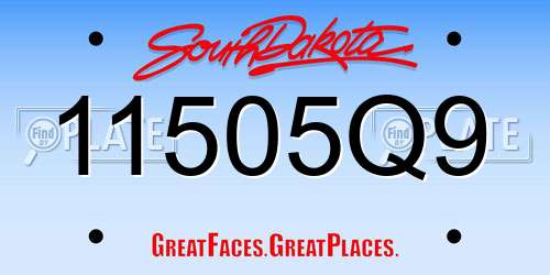 11505Q9 South Dakota License Plate