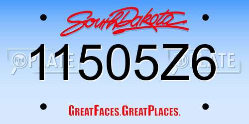 11505Z6 South Dakota License Plate