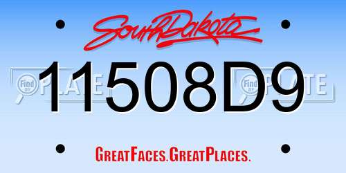 11508D9 South Dakota License Plate
