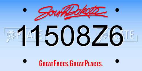 11508Z6 South Dakota License Plate