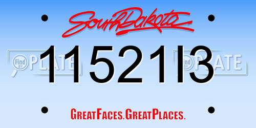 11521I3 South Dakota License Plate