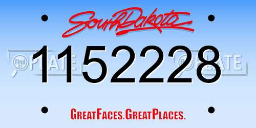 1152228 South Dakota License Plate