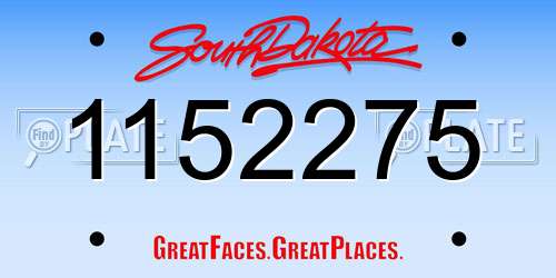 1152275 South Dakota License Plate