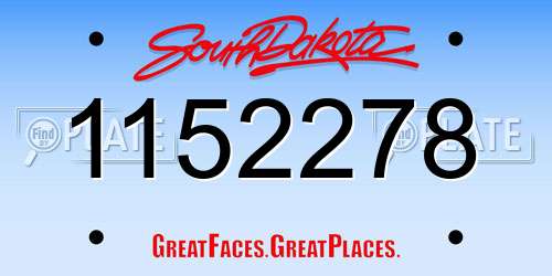 1152278 South Dakota License Plate
