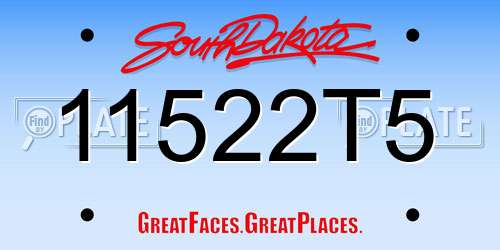 11522T5 South Dakota License Plate