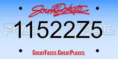 11522Z5 South Dakota License Plate