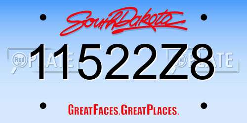 11522Z8 South Dakota License Plate