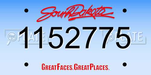 1152775 South Dakota License Plate