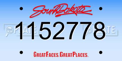 1152778 South Dakota License Plate