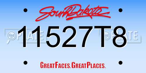 11527T8 South Dakota License Plate