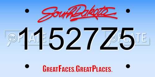 11527Z5 South Dakota License Plate