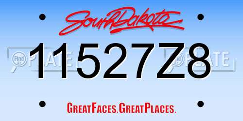 11527Z8 South Dakota License Plate
