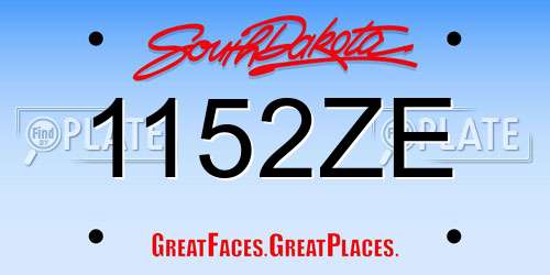 1152ZE South Dakota License Plate