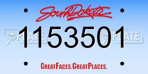 1153501 South Dakota License Plate