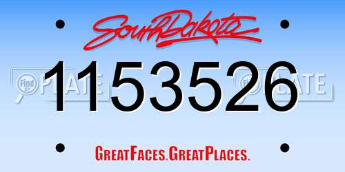 1153526 South Dakota License Plate