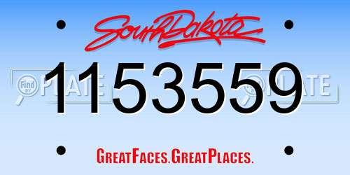 1153559 South Dakota License Plate