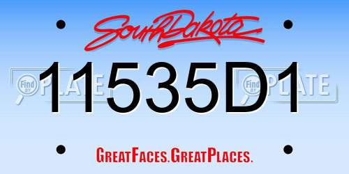 11535D1 South Dakota License Plate