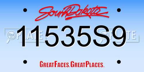 11535S9 South Dakota License Plate