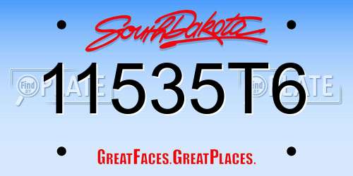 11535T6 South Dakota License Plate