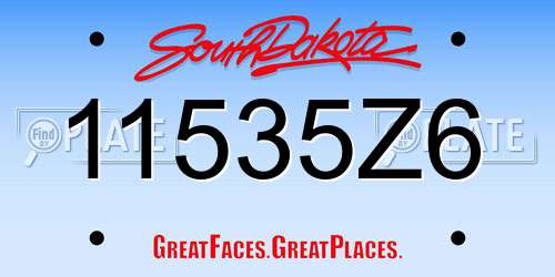 11535Z6 South Dakota License Plate