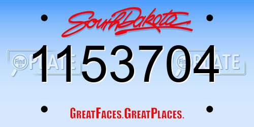 1153704 South Dakota License Plate