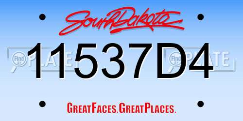 11537D4 South Dakota License Plate