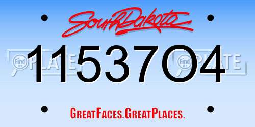 11537O4 South Dakota License Plate
