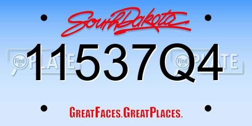11537Q4 South Dakota License Plate