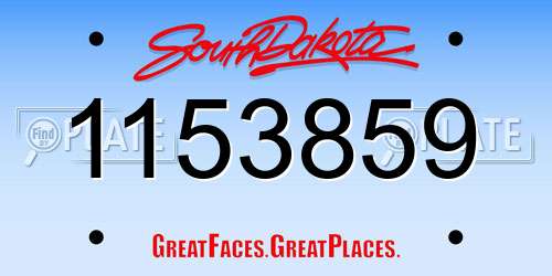 1153859 South Dakota License Plate