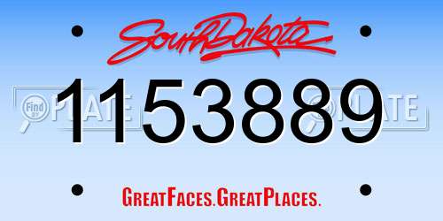 1153889 South Dakota License Plate