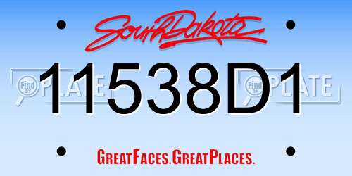11538D1 South Dakota License Plate