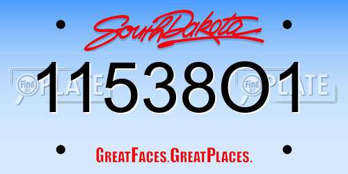 11538O1 South Dakota License Plate