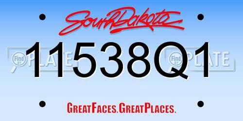 11538Q1 South Dakota License Plate