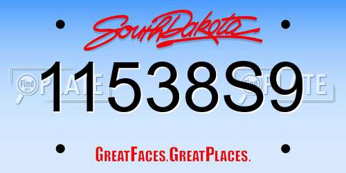 11538S9 South Dakota License Plate
