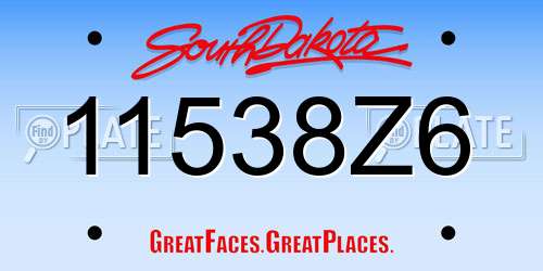 11538Z6 South Dakota License Plate
