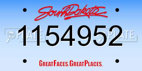 1154952 South Dakota License Plate