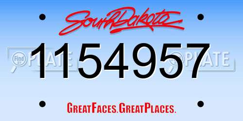 1154957 South Dakota License Plate