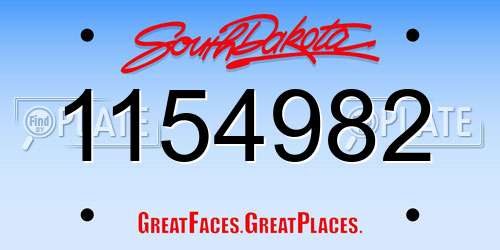 1154982 South Dakota License Plate