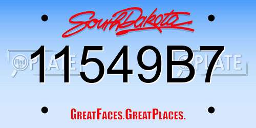 11549B7 South Dakota License Plate